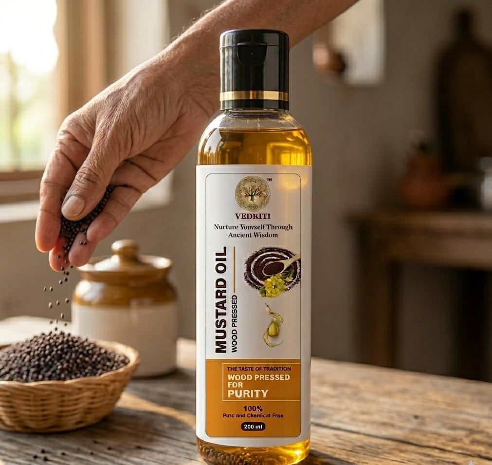 Vedriti Wood Pressed Black Mustard Oil 200ml
