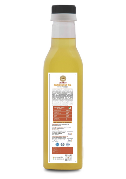 Vedriti wood-pressed groundnut oil bottle back view