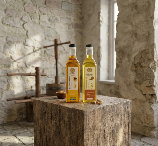 Vedriti Wood Pressed Yellow Mustard Oil & Groundnut Oil Combo Pack - 1L + 1L