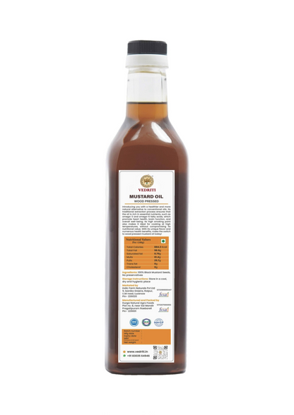Vedriti Wood Pressed Black Mustard Oil bottle back view