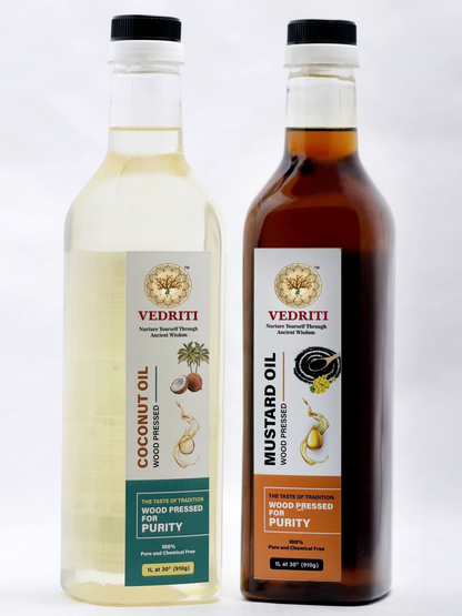 Vedriti Black Mustard Oil and Coconut Oil combo pack with both products