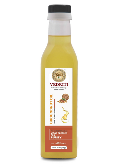 Vedriti Wood Pressed Groundnut Oil bottle front view