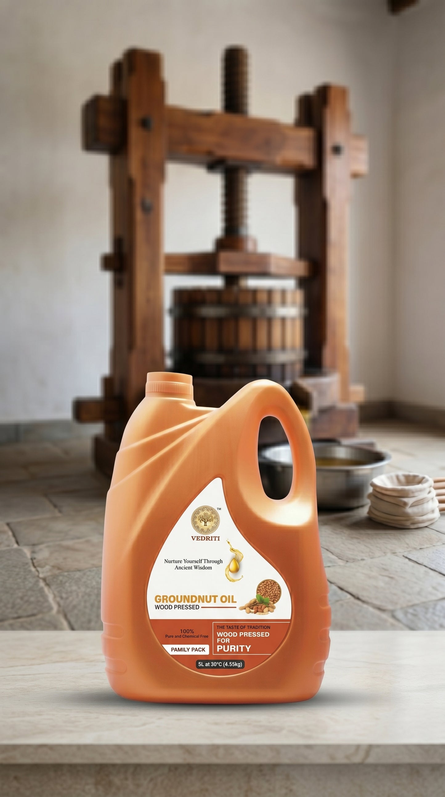 Vedriti Wood Pressed Groundnut Oil 1L