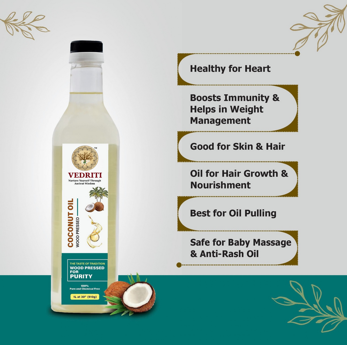 Vedriti Wood Pressed Coconut Oil product information