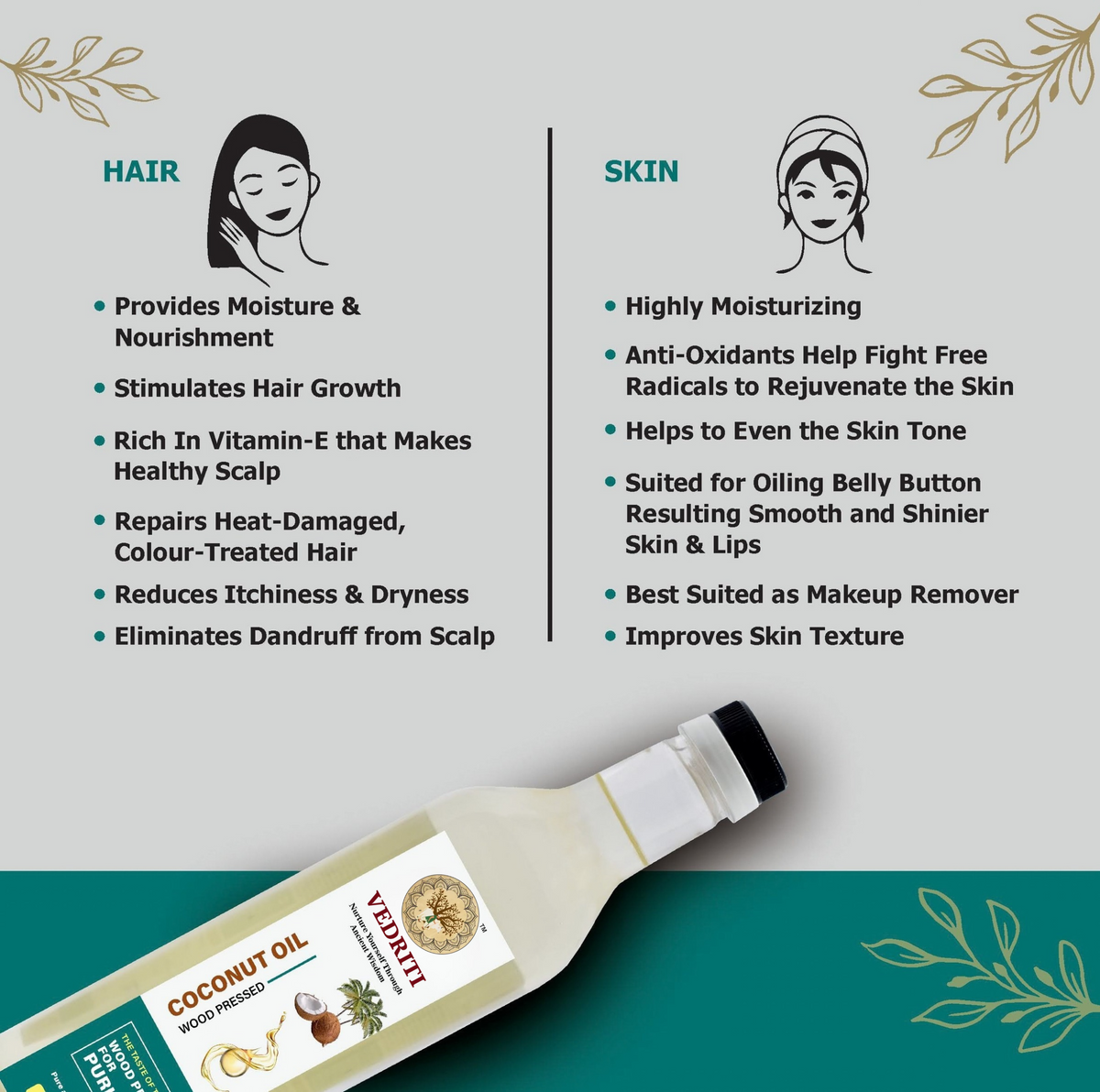 Vedriti Wood Pressed Coconut Oil product value and features
